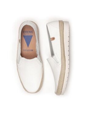 Verbenas White 'Nuria Nucleo' Leather Loafer-style Espadrilles size EU 39 (8)